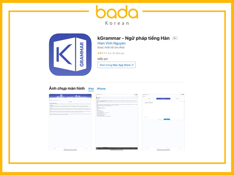 App ngữ pháp tiếng Hàn KGrammar