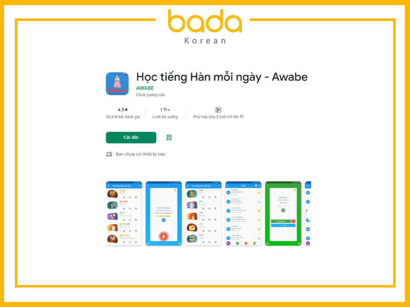 App phát âm tiếng Hàn Awabe