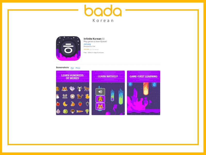 App phát âm tiếng Hàn Infinite Korean