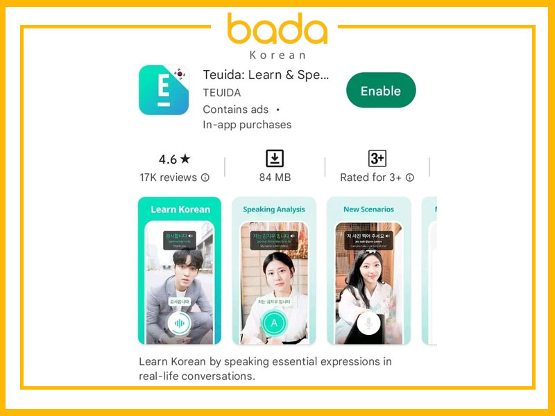 App phát âm tiếng Hàn TEUIDA